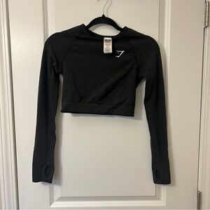 Gymshark Vital Seamless Long Sleeve Crop Top in Black Marl
